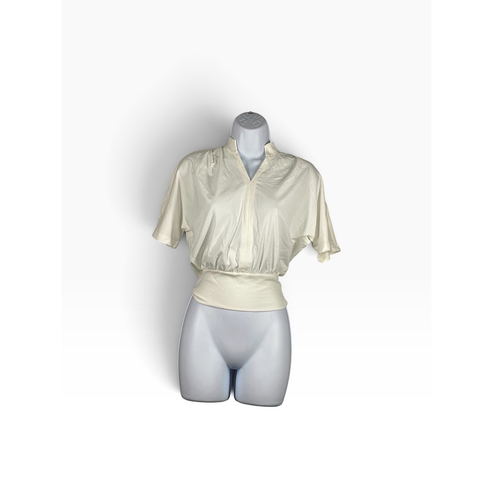 OGL Blouse Women XS White New Ribbed V-Neck Dolman Sleeve Top 260403-3376W24